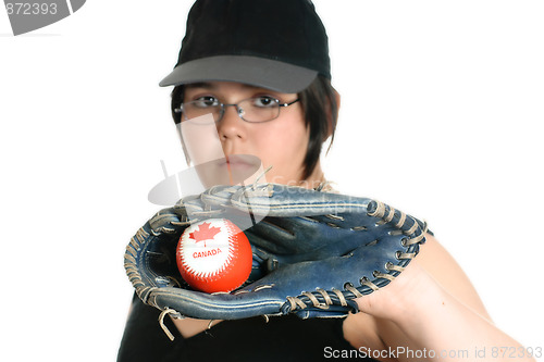 Image of Girl Playing Baseball