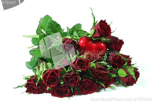Image of red roses with red heart