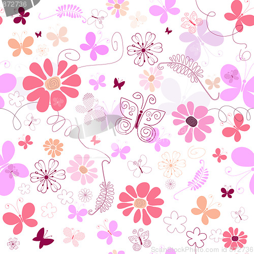 Image of Seamless pink floral pattern