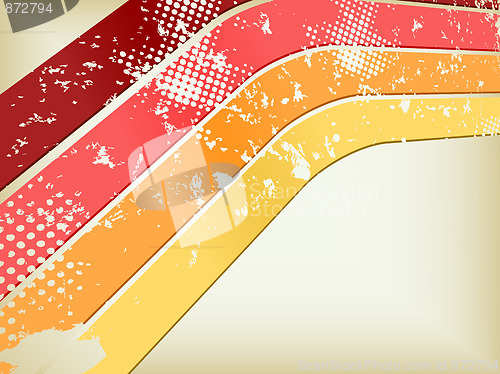 Image of Grunge Disco Red, Orange and Yellow Background in Perspective