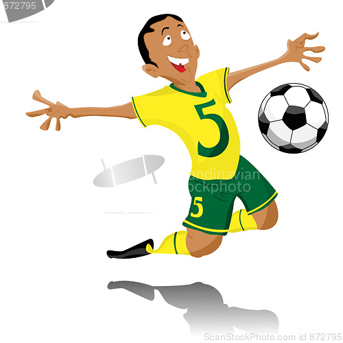 Image of Black Soccer Player Celebrating Goal.