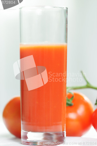 Image of Glass of tomato juice closeup