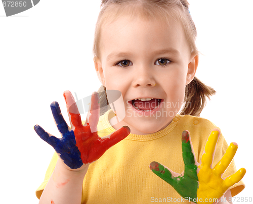 Image of Cute child with painted hands