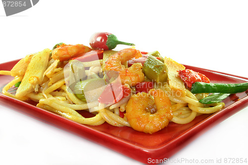 Image of Pasta with shrimp Asia