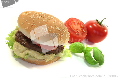 Image of Hamburger with fresh vegetables