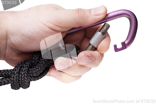 Image of Carabiner and Rope in Hand 1