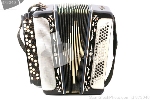 Image of Old russian accordion closeup isolated