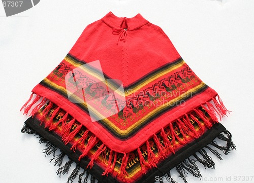 Image of Red and black ponchos