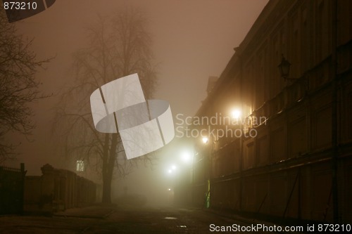 Image of Night street in the fog