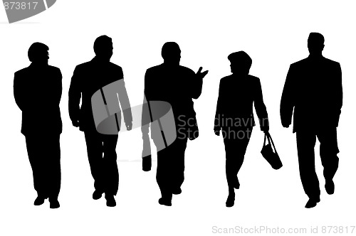 Image of Group of business people walking and talking