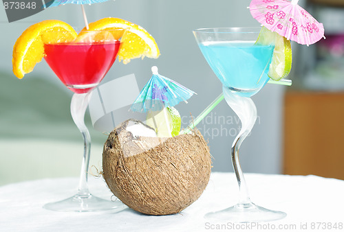 Image of Tropical cocktails on table