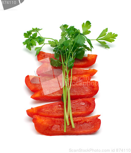 Image of Slice of paprika and parsley