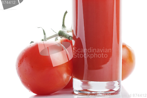 Image of Glass of tomato juice closeup