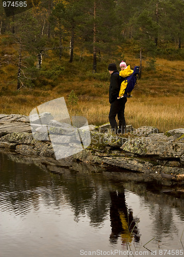 Image of Father and child trekking