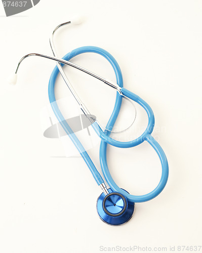 Image of blue stethoscope on white