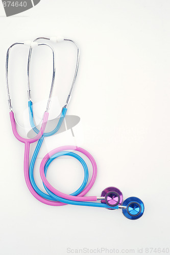 Image of pink and blue stethoscopes