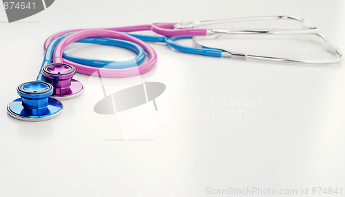 Image of pink and blue stethoscopes