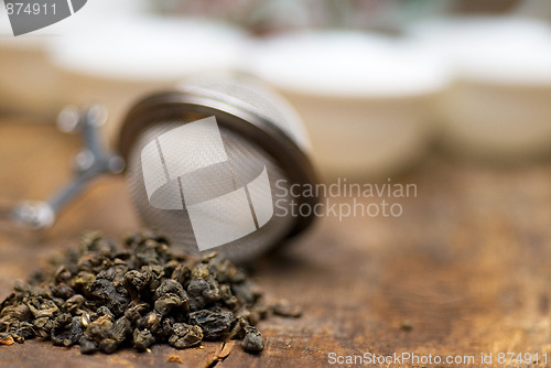 Image of green chinese tea set