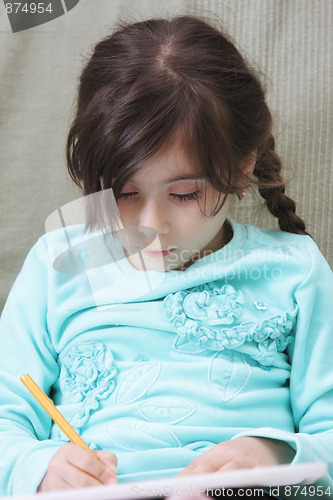 Image of Girl in blue drawing