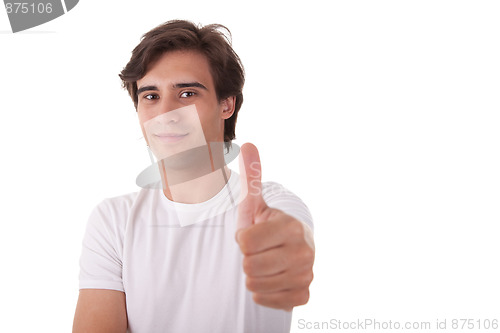 Image of Young men with thumbs up hand sign