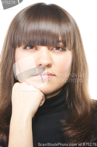 Image of Confident brunette woman