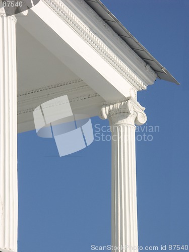 Image of White column in the blue sky