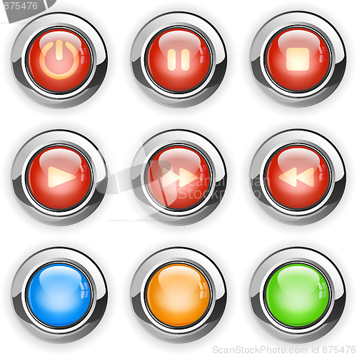 Image of  round media player buttons