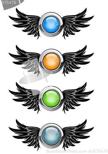 Image of winged round buttons 