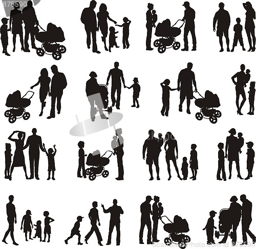 Image of Set of family silhouetted
