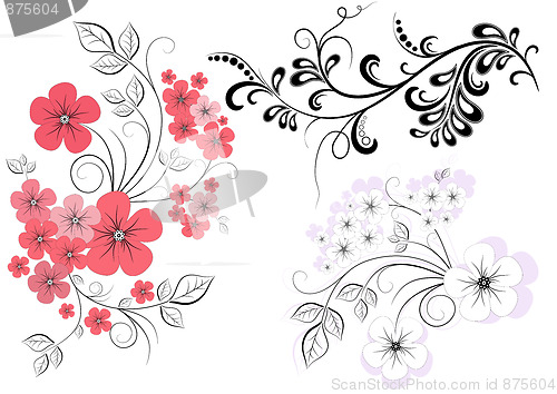 Image of Set decorative branches with flowers