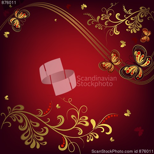 Image of Decorative red floral frame