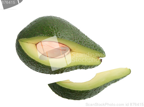 Image of Portion of single green avocado.