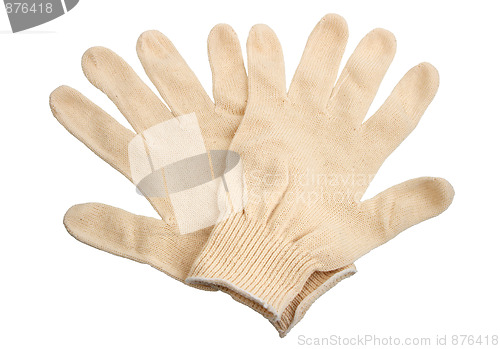 Image of Two white textile glove.