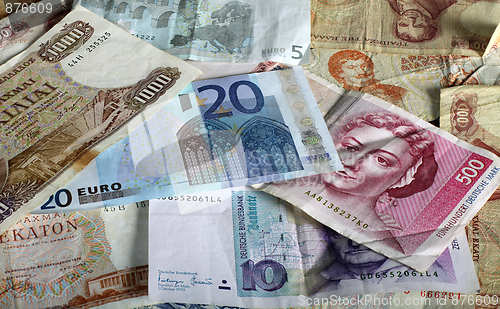 Image of Euro and legacy currencies