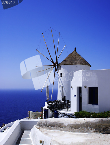 Image of Windmill and path on Santorini