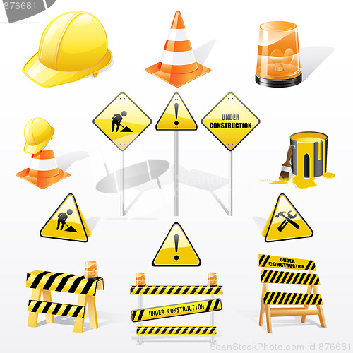 Image of Under construction icons set
