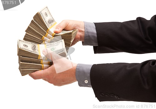 Image of Man Handing Over Hundreds of Dollars