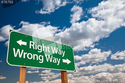 Image of Right Way, Wrong Way Green Road Sign