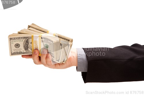 Image of Man Handing Over Hundreds of Dollars