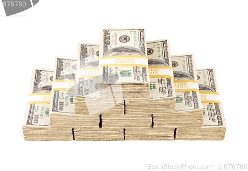 Image of Stacks of One Hundred Dollar Bills Isolated