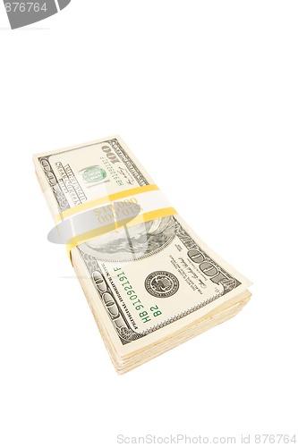 Image of Stack of One Hundred Dollar Bills Isolated