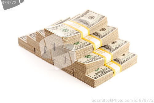 Image of Stacks of One Hundred Dollar Bills Isolated