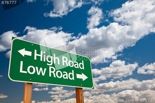 Image of High Road, Low Road Green Road Sign