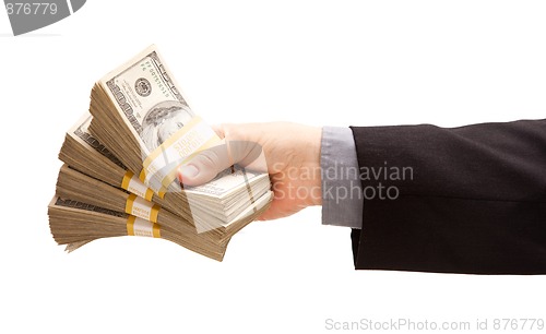 Image of Man Handing Over Hundreds of Dollars