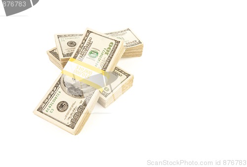 Image of Stacks of One Hundred Dollar Bills Isolated