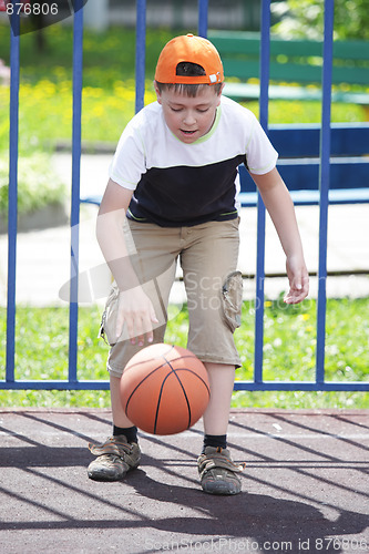 Image of Boy playing basketball