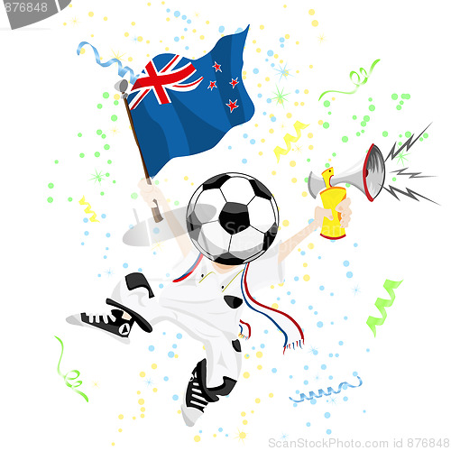 Image of New Zealand Soccer Fan with Ball Head.