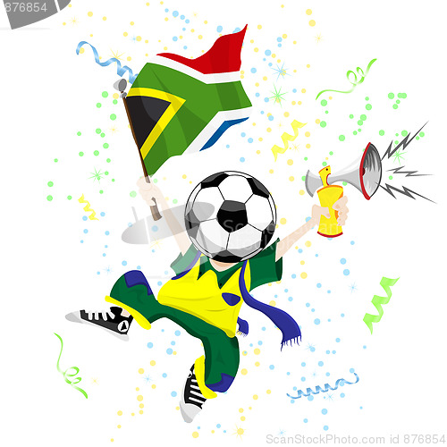 Image of South Africa Soccer Fan with Ball Head.