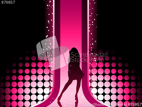 Image of Sexy fashion girl in beautiful and colorful catwalk. 