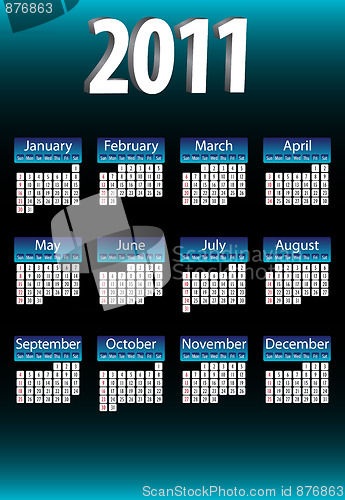 Image of 2011 Blue and Shiny Calendar. 